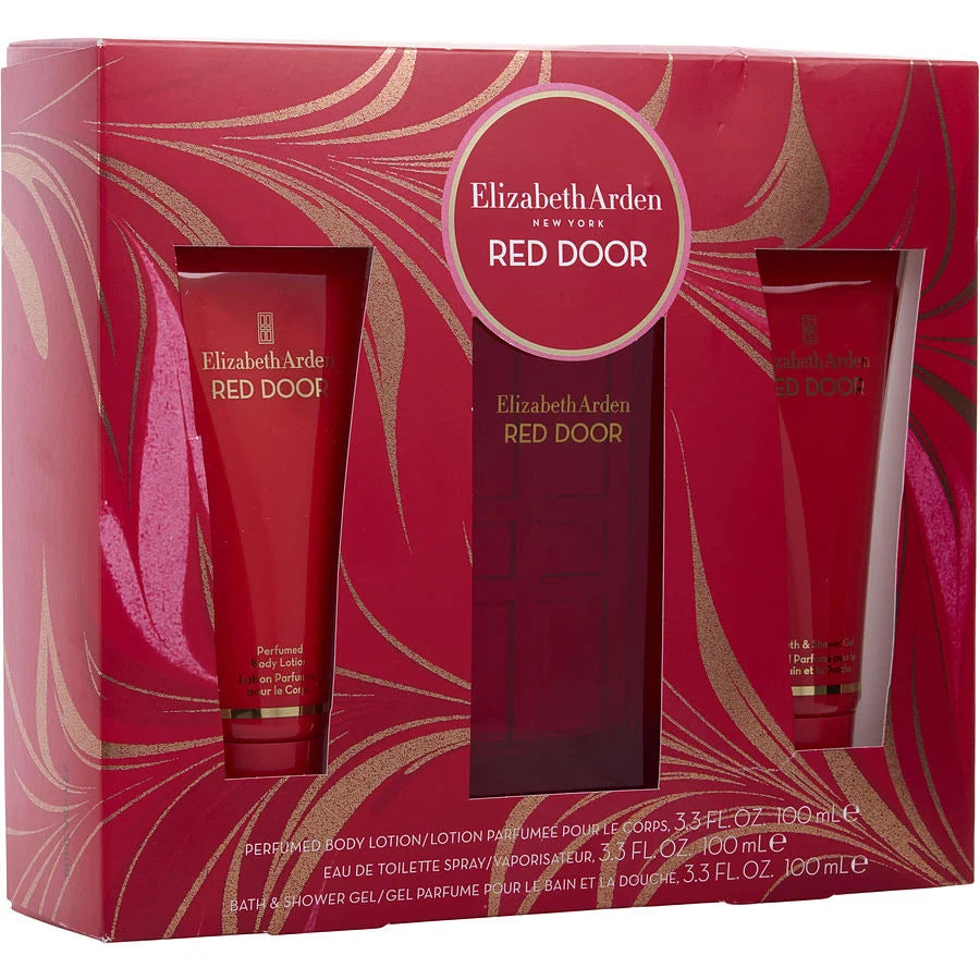 Red Door Women Eau De Toilette Spray 3.3 oz & Body Lotion 3.3 oz & Shower Gel 3.3 oz by Elizabeth Arden