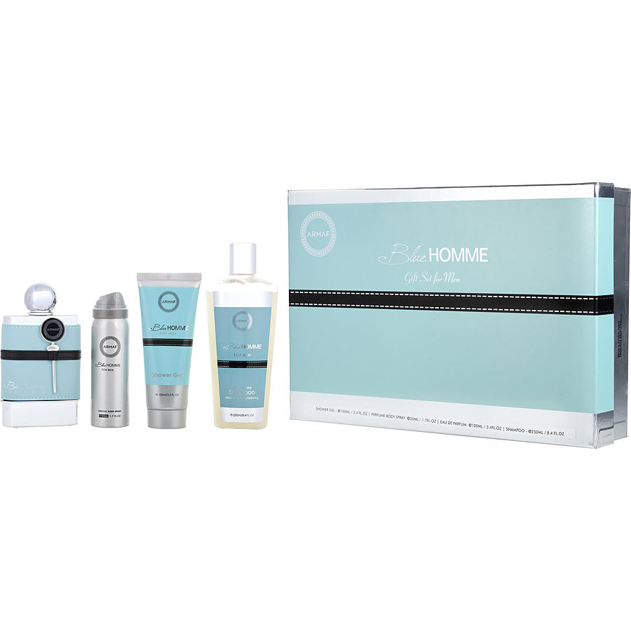 Armaf Blue Homme Men Eau De Parfum Spray 3.4 oz & Shower Gel 3.4 oz & Perfume Body Spray 1.7 oz & Shampoo 8.4 oz by Armaf